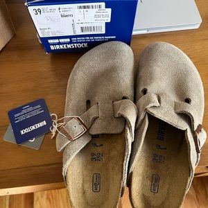 Birkenstock Boston Taupe Suede NWT EU 39